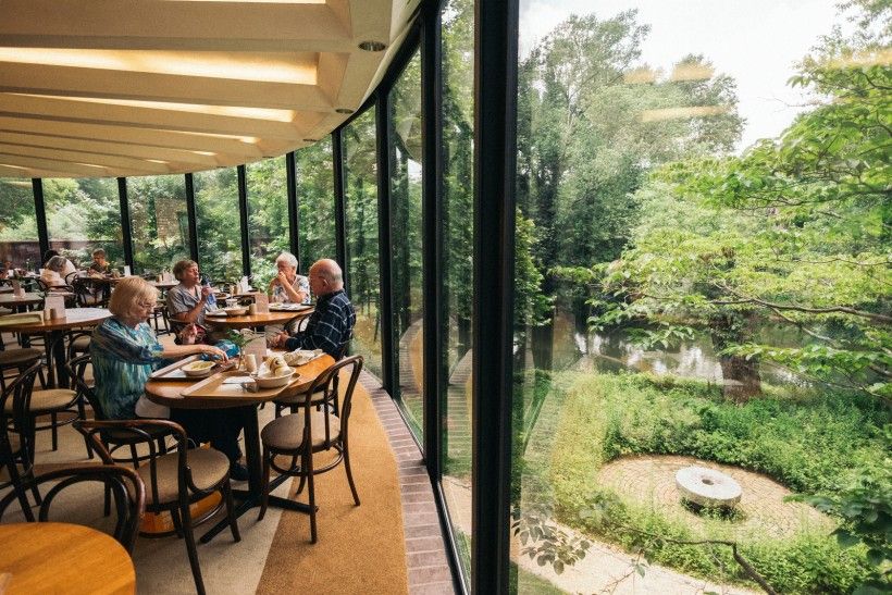 View from inside the Millstone Cafe, overlooking views of the Brandywine Creek