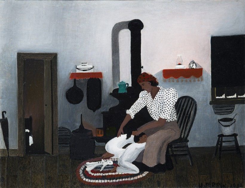Horace Pippin, Saying Prayers, 1943, oil on canvas. 16 × 20 1/8 in. Purchased with the Betsy James Wyeth Fund, 1980