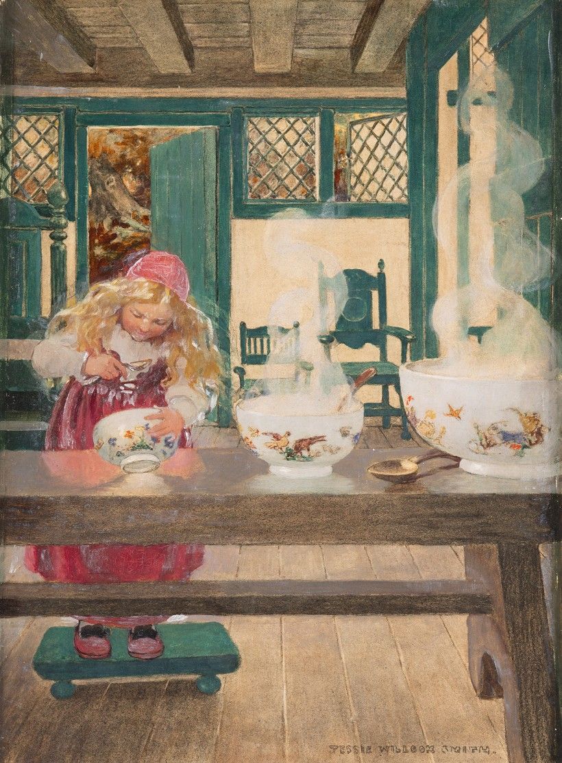 Jessie Willcox Smith, Goldilocks and the Three Bowls, ca. 1900