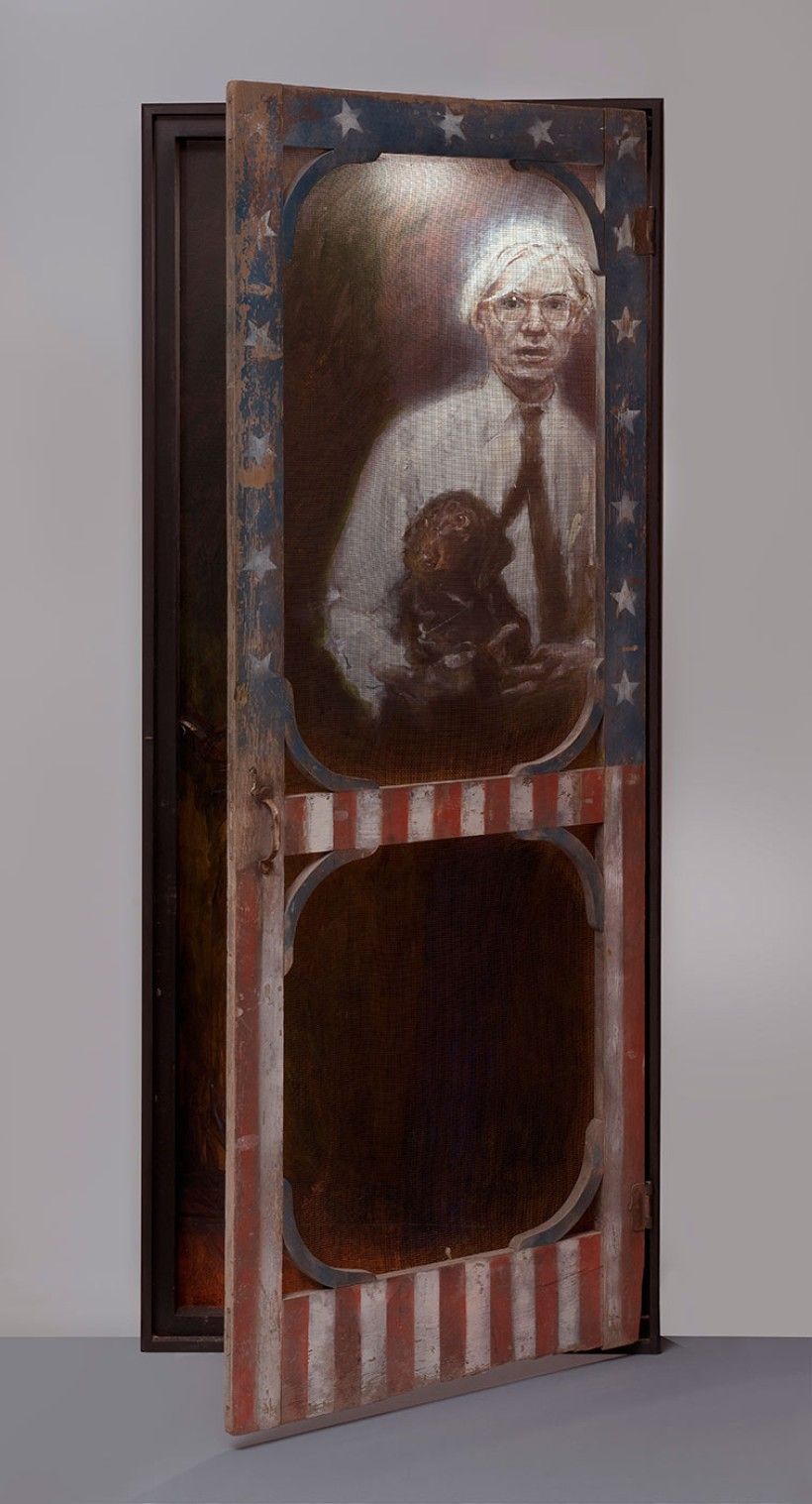 <p>Jamie Wyeth (b. 1946), <em>First in the Screen Door Sequence,</em> 2015, mixed media, 82 x 33 ½ x 3 7/8 in. Gift of George A. Weymouth, 2016. </p> Jamie Wyeth (b. 1946), First in the Screen Door Sequence, 2015, mixed media, 82 x 33 ½ x 3 7/8”. Gift of George A. Weymouth, 2016.