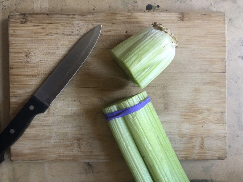 step 3: cutting the end off of celery