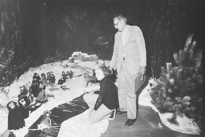  Ann and John McCoy setting up the museum’s antique doll display in the 1970s