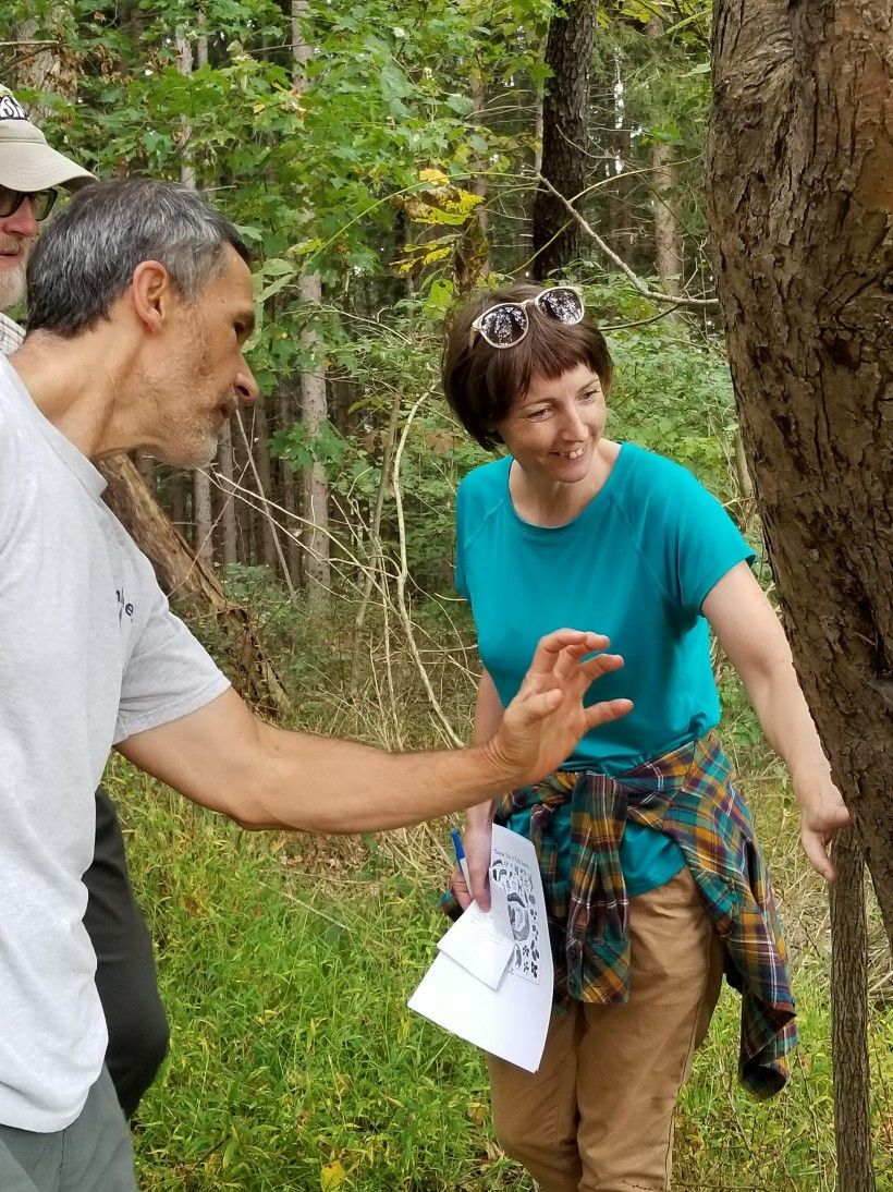 PMN participants Scott Jones and Tim Savisky and PMN Regional Coordinator, Maeve Rafferty, are in awe of the bear claw marks on an apple tree at Penguin Court. PMN participants Scott Jones and Tim Savisky and PMN Regional Coordinator, Maeve Rafferty, are in awe of the bear claw marks on an apple tree at Penguin Court.
