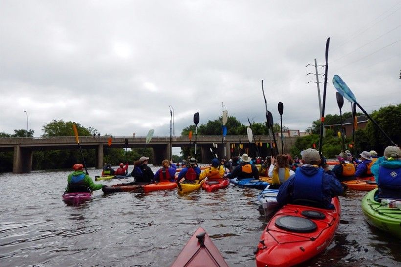 group of canoes