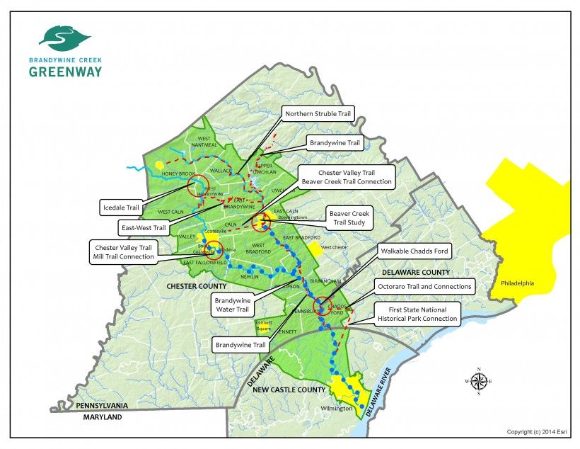 Brandywine Conservancy planners have facilitated several trail planning efforts in the last 10 years and continue to advocate for their implementation. Trail Planning 2014-2022