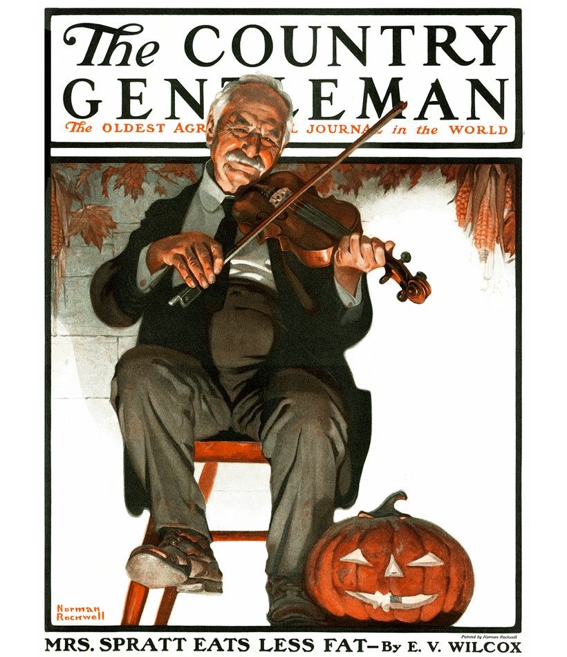 Norman Rockwell's The Fiddler on the late October 1921 issue of The Country Gentleman by Curtis Publishing, Philadelphia. Illustration courtesy of Curtis Licensing