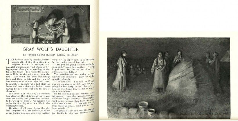 Illustration from “Gray Wolf’s Daughter,” written and illustrated by Angel De Cora, in Harper’s New Monthly Magazine (November 1899).