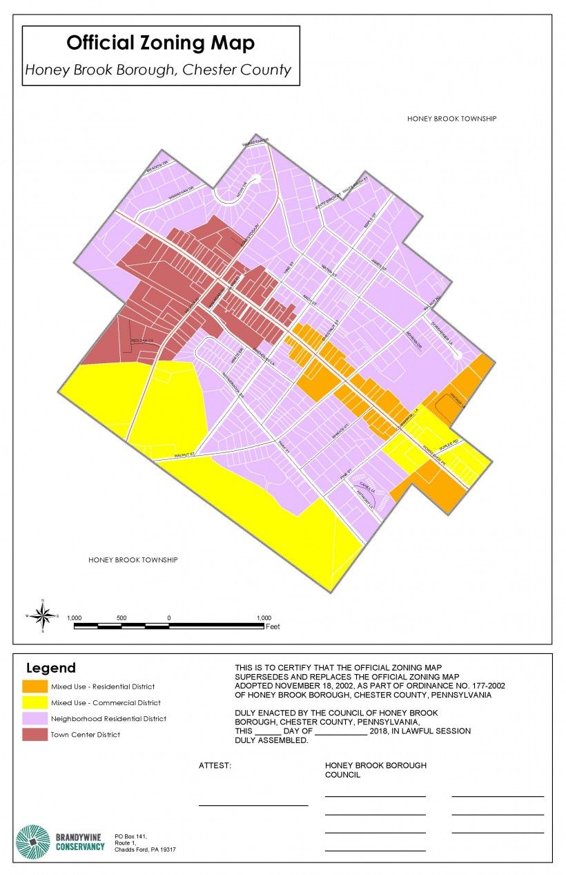Honey Brook Borough zoning map