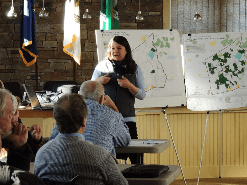 The Brandywine Conservancy’s Stephanie Armpriester presenting the results of a township-wide farm survey.