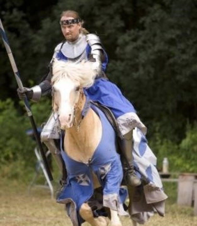Train crew member Paul Hoerner in full jousting regalia