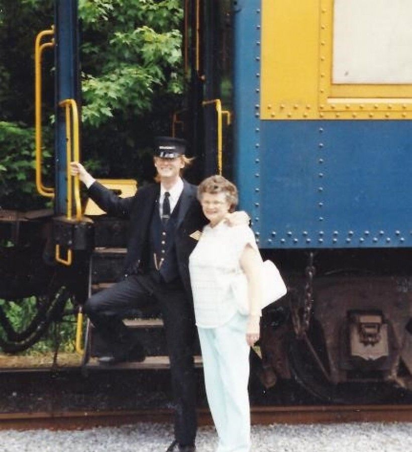 Train team member Paul Hoerner when he worked with full-sized trains