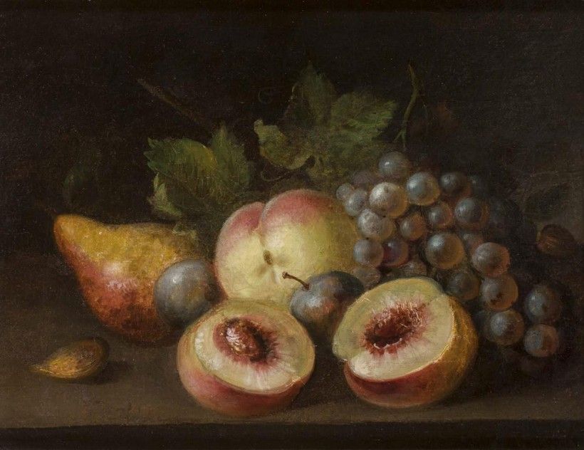 Raphaelle Peale (1774 - 1825), Still Life with Peach Halves, 1822, oil on canvas formerly mounted on wood panel, 12 5/8 × 14 3/16 in. Purchased with Museum funds, 1983 Raphaelle Peale (1774 - 1825), Still Life with Peach Halves, 1822, oil on canvas formerly mounted on wood panel, 12 5/8 × 14 3/16 in. Purchased with Museum funds, 1983
