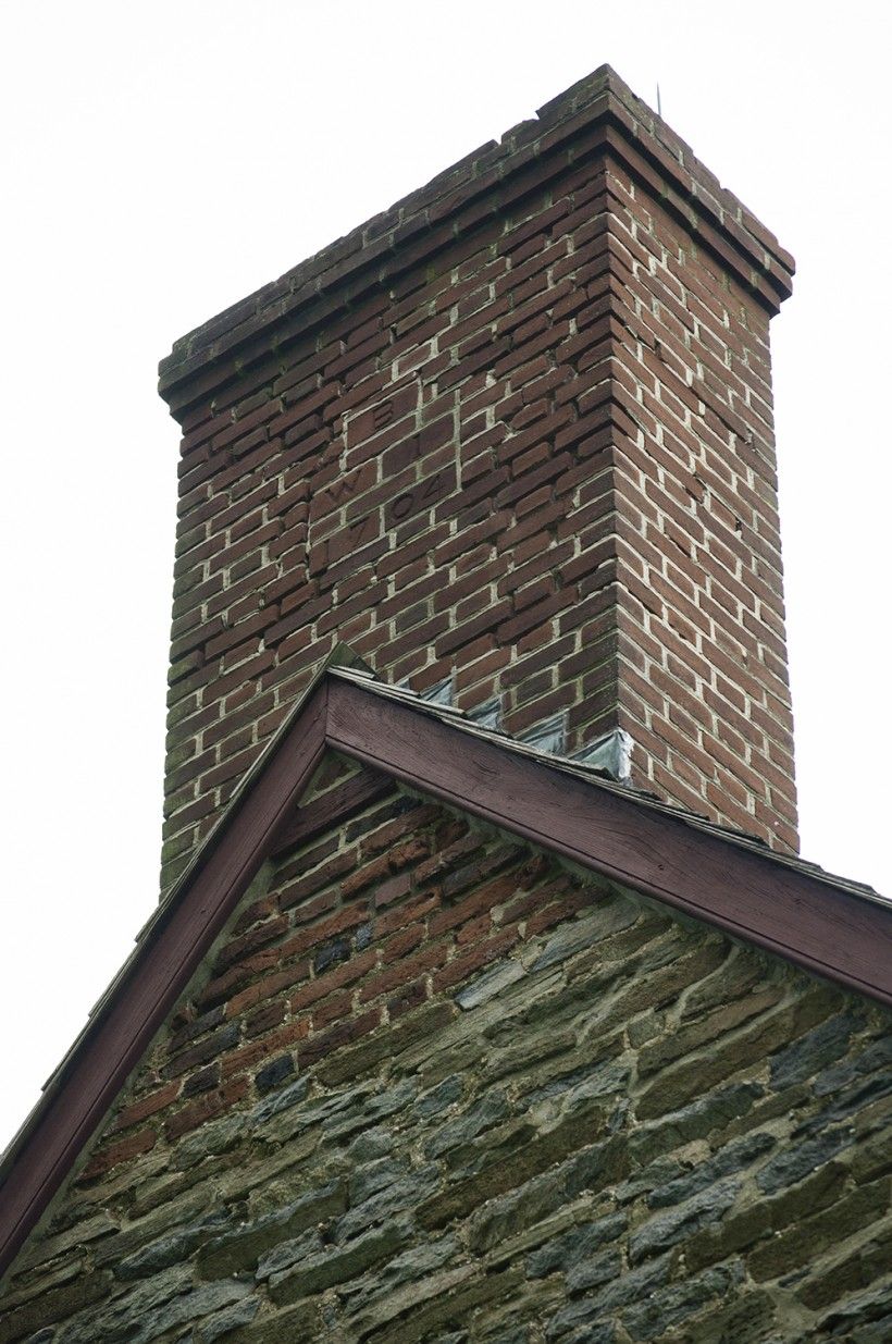 BEFORE chimney repairs on the Brinton 1704 House