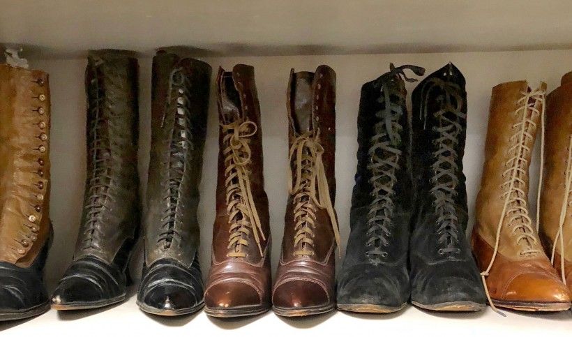 Early 20th century women’s boots in storage at Fashion Archives &amp; Museum of Shippensburg University