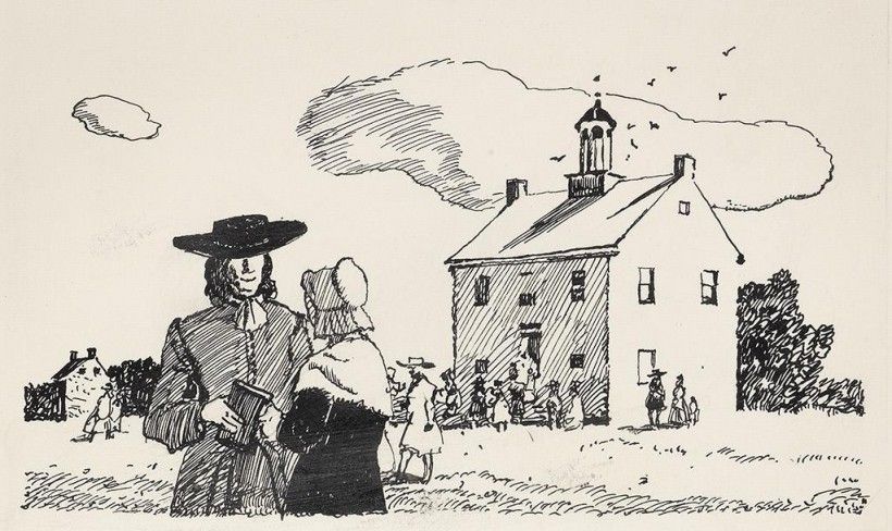Andrew Wyeth, Quaker Country, 1940. Pen and ink on paper, 7 1/2 × 4 3/4 in. Gift of Lammot duPont Copeland, 1981. © 2019 Andrew Wyeth / Artists Rights Society (ARS), New York Andrew Wyeth, Quaker Country, 1940. Pen and ink on paper, 7 1/2 × 4 3/4 in. Gift of Lammot duPont Copeland, 1981. © 2019 Andrew Wyeth / Artists Rights Society (ARS), New York