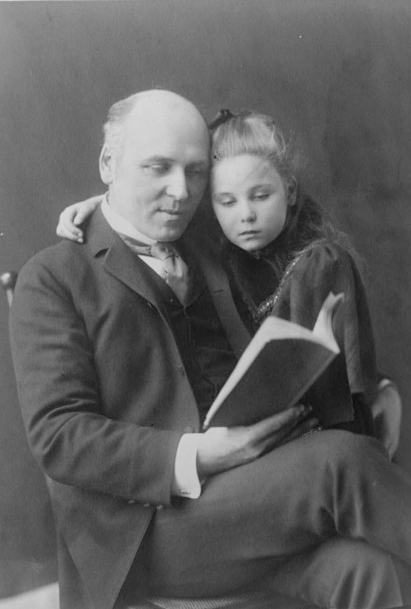 Howard Pyle and his daughter Phoebe, 1896, photograph by Frances Benjamin Johnston (1864-1952), a research reference copy in the Paul Preston Davis collection obtained from Library of Congress