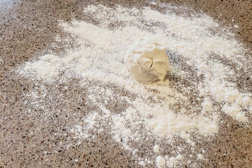 dusting surface with flour