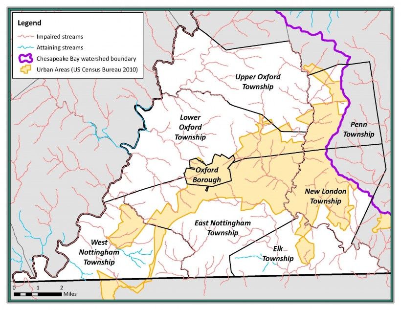 Municipalities Within Oxford Regional Stormwater Project. Map credit: Brandywine Conservancy GIS Department