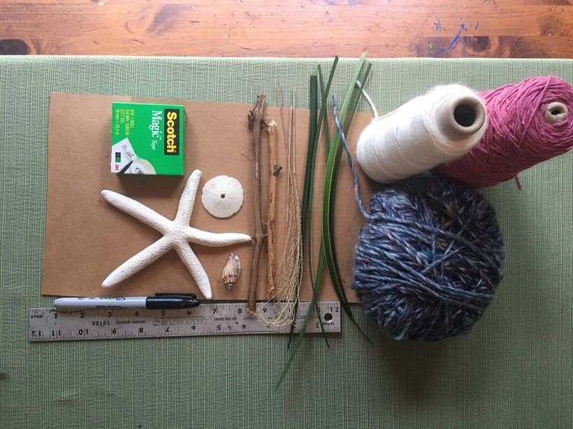 Supplies for homemade nature weaving