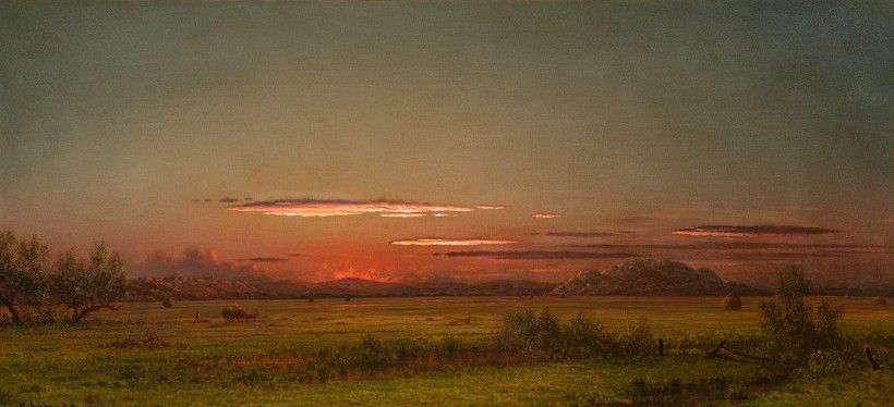 <p>Martin Johnson Heade (1819–1904), <em>New Jersey Salt Marsh,</em> ca. 1875–1885, Oil on canvas, 17 × 36 1/4 in., Brandywine Museum of Art. Richard M. Scaife Bequest, 2015</p> NJ Salt Marsh
