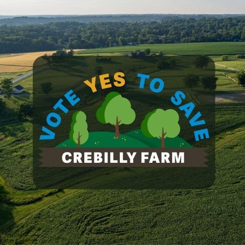 Logo that reads "Vote Yes to Save Crebilly Farm"