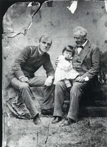 An 1884 photograph of Howard Pyle, his father William Pyle, and his son Sellers Poole Pyle (1882-1889). Courtesy of the Delaware Historical Society. 