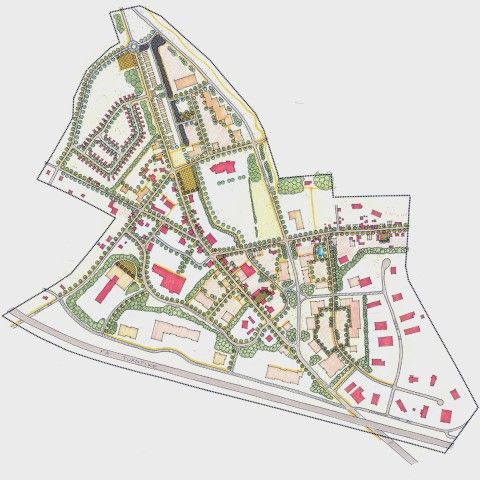 A drawing of a town plan