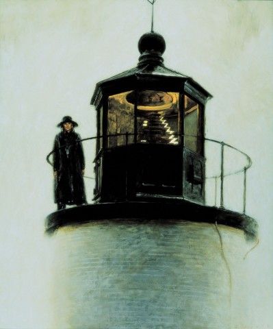 Jamie Wyeth (b. 1946), Light Station, 1992, Enamel and oil on panel, 36 x 30 in., Private Collection