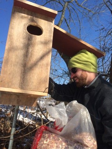 Winter roost box installation Winter roost box installation