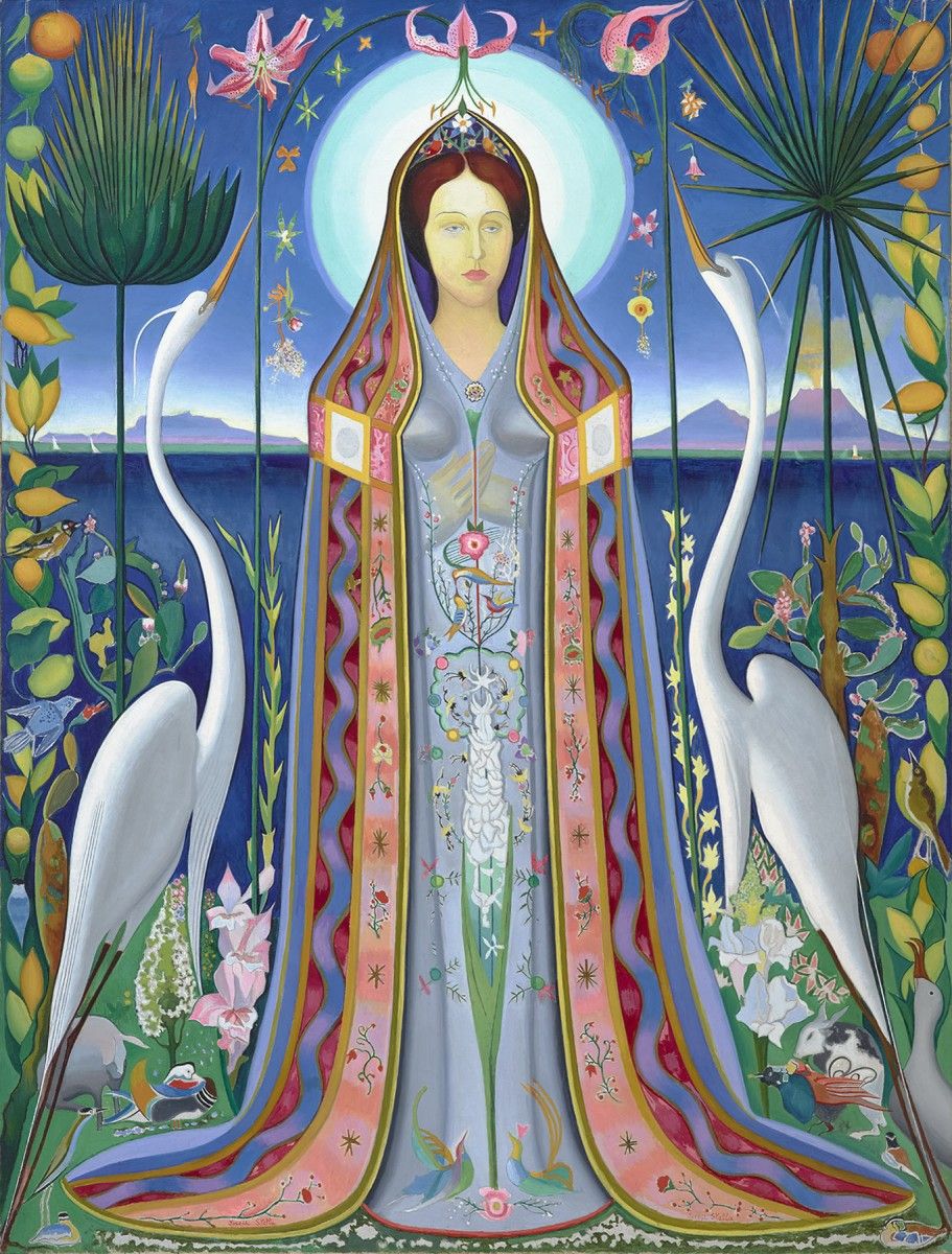 Joseph Stella, Purissima, 1927, oil on canvas, 76 x 57 in. High Museum of Art, Atlanta, purchase with funds from Harriet and Elliott Goldstein and High Museum of Art Enhancement Fund, 2000.206. Photo by James Schoomaker/Courtesy of High Museum of Art