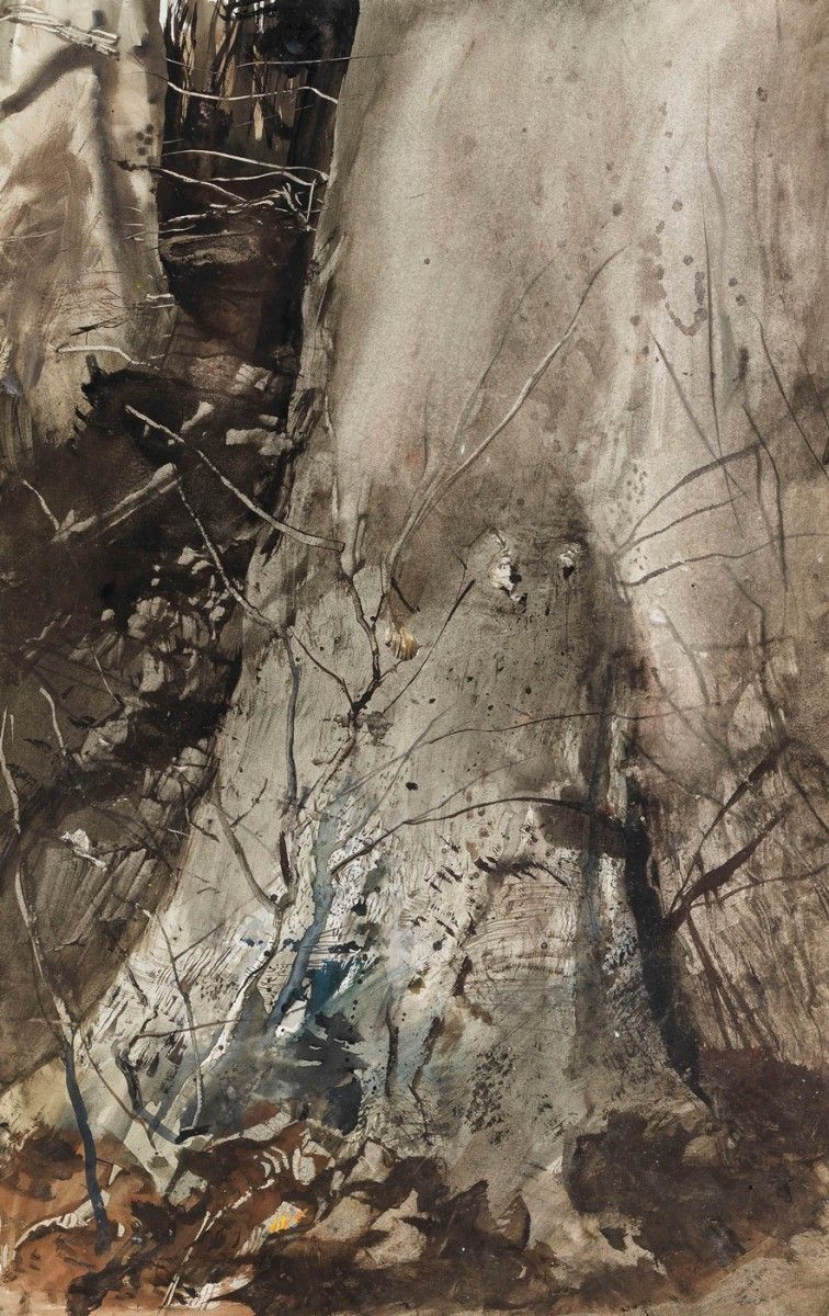 Andrew Wyeth, Corner Of The Woods Study, 1954, watercolor on paper, B0317. © 2023 Wyeth Foundation for American Art/Artists Rights Society (ARS), New York