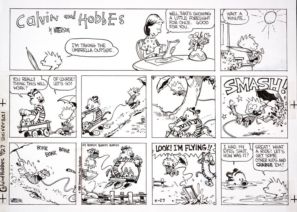 Bill Watterson, April 27, 1986. Courtesy of the Bill Watterson Deposit Collection, The Ohio State University Billy Ireland Cartoon Library & Museum. © Bill Watterson 