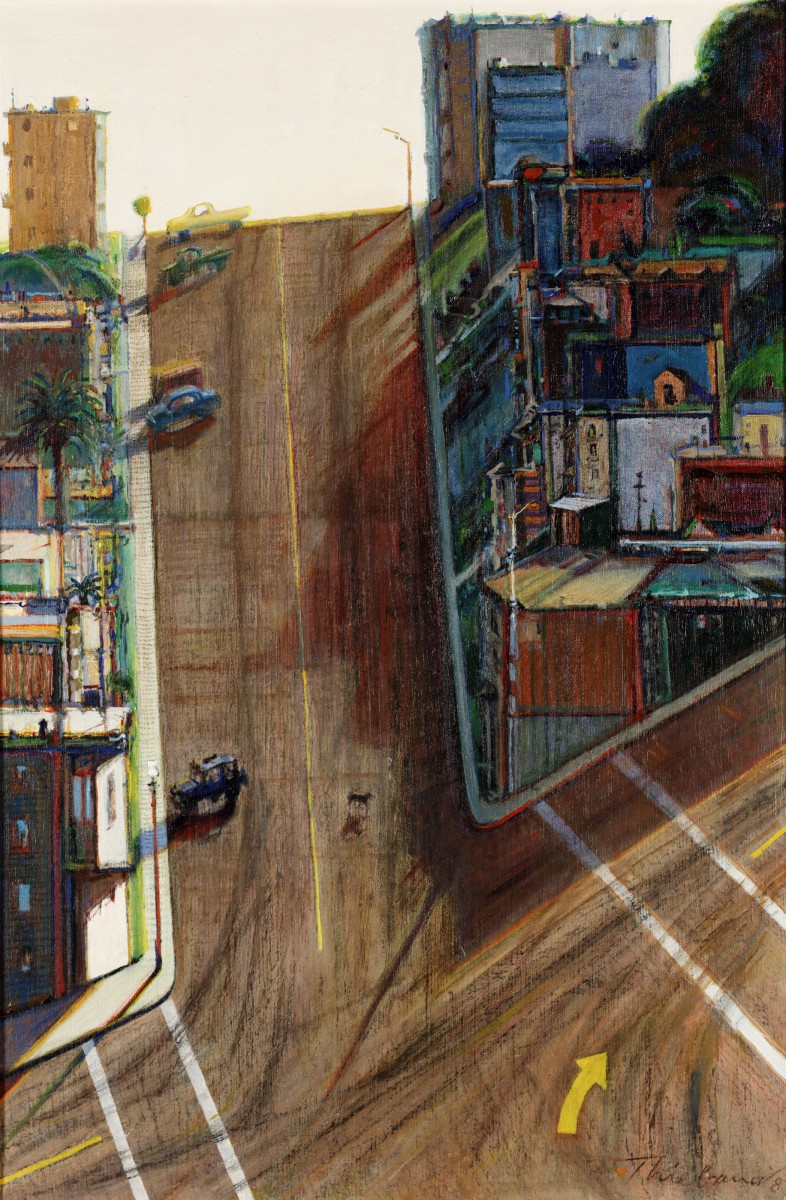 Wayne Thiebaud, Street and Shadow, 1982-83 (1996). Oil on linen, 35 3/4 x 23 3/4 in. Crocker Art Museum 