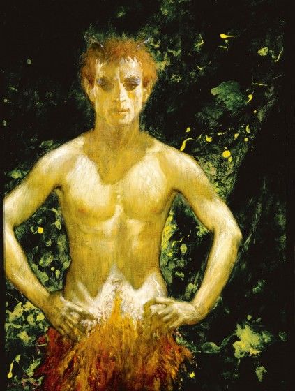 Jamie Wyeth (b. 1946), The Faune, 1977/2002, oil on canvas, 36 x 26 in. Brandywine River Museum of Art. Purchase made possible by the Robert J. Kleberg, Jr. and Helen C. Kleberg Foundation; the Roemer Foundation; the Margaret Dorrance Strawbridge Foundation of PA I, Inc.; and an anonymous donor, 2006