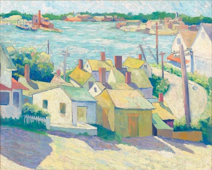 Allan Freelon, Gloucester Harbor, ca. 1929, oil on canvas, 24 x 30 in. Purchased with Museum funds, 2021
