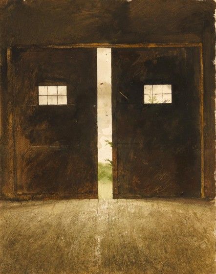 Jamie Wyeth (b. 1946), Barn Door, Broad Cove Farmhay, ca. 1965, watercolor on paper, 19 3/8 x 15 3/4 in. The Phyllis and Jamie Wyeth Collection