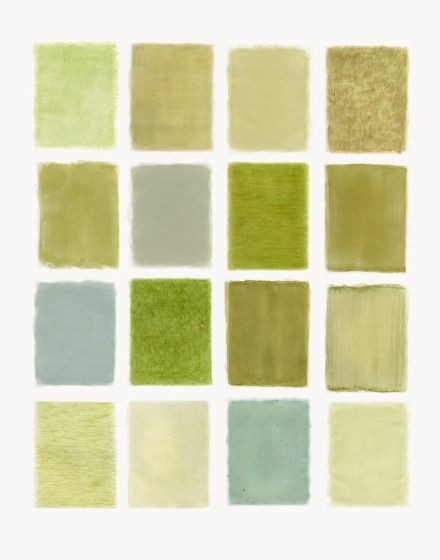painted rectangles with different shades of green