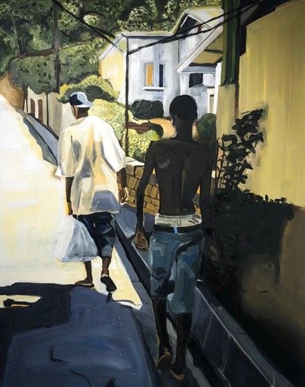 Jerrell Gibbs (b. 1988), Vive y Aprende, 2019. Oil on canvas, 60 x 48 in. Collection of Henry L. Thaggert, Washington, DC