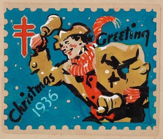 Hans Axel Walleen(1902–1978), Christmas Greeting, 1936. Tempera on paper, 5 × 6 in. Brandywine Museum of Art, 70.1.2