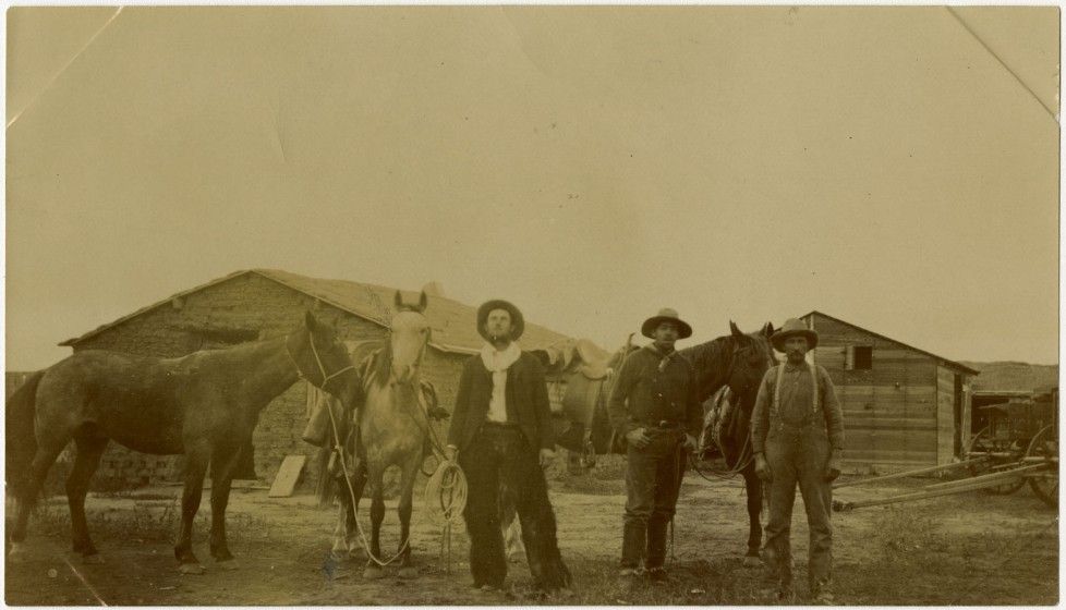 N.C. Wyeth (1882-1945), The Gill Ranch, left to right: Elroy Gill, N.C. Wyeth, Andy Middlemist, ca. September – December 1904. Bequest of Betsy James Wyeth.