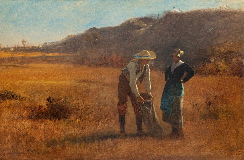 Eastman Johnson (1824-1906), Cranberry Pickers, ca. 1876-79. Oil on paper board 19 x 29 in. Nantucket Historical Association, Mass.