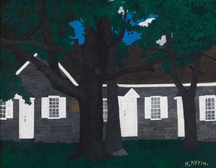 Horace Pippin, Birmingham Meeting House in the Summer, 1941. Oil on fabric board, 16 x 20 in. Purchased with the Museum Volunteers’ Fund and other funds, 2011
