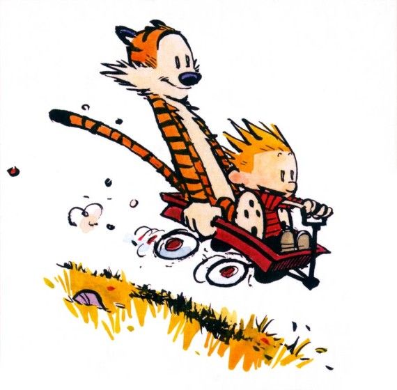 Bill Watterson, Cover for The Calvin and Hobbes Portable Compendium, Published 2023. Courtesy of the Bill Watterson Deposit Collection, The Ohio State University Billy Ireland Cartoon Library & Museum. © Bill Watterson 