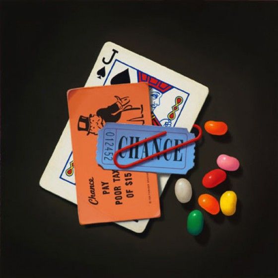 Gregory West: Magic Beans, 2009. Oil on panel, 6 x 6 inches.  Collection of John and Tammy Balitis
