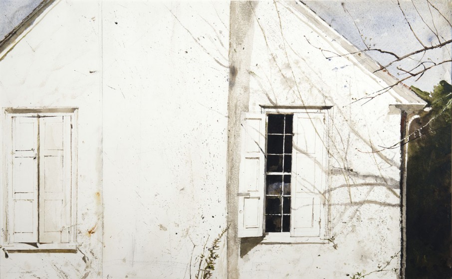 Andrew Wyeth, Open Shutter (Study for My Studio), 1974, watercolor. © Andrew Wyeth