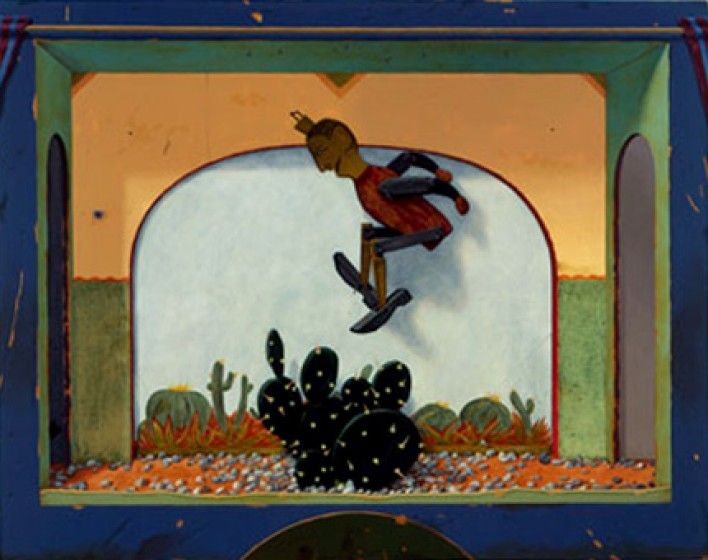 Ron Rizk: Misfortune in the Desert, 2005.   Oil on panel, 22 x 28 inches.  Collection of the artist