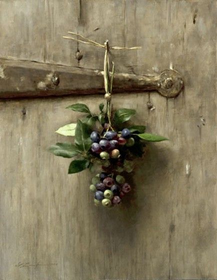 Sarah Lamb: Mrs. Cooch's Blueberries, 2010.   Oil on linen, 17 x 13 inches. Collection of the artist