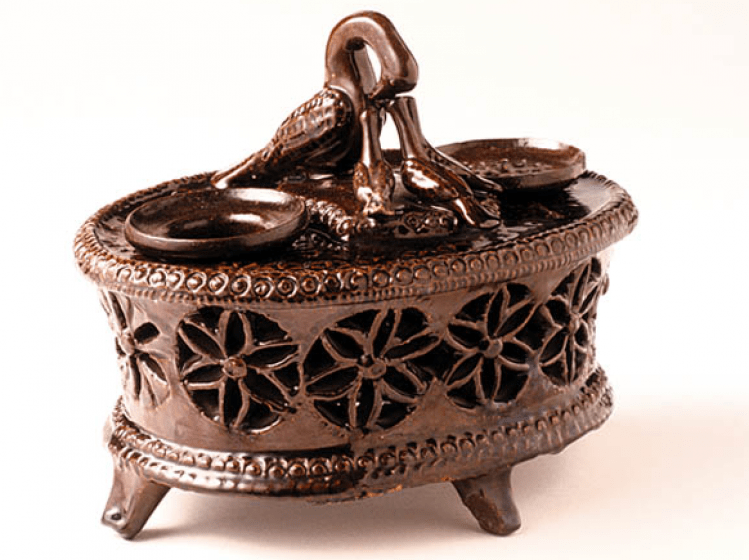 Inkstand, southeastern Pennsylvania, 1861. Inscribed “John E_ustus / Bucher King [St???] / 1861.” Winterthur, bequest of Henry Francis du Pont.