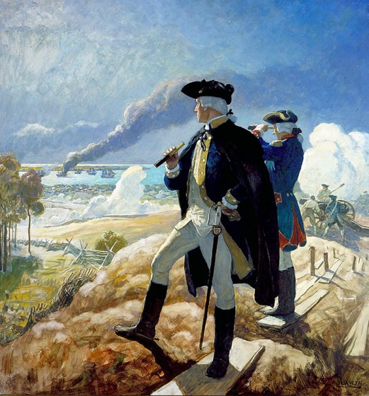 N.C. Wyeth (1882-1945), George Washington at Yorktown, 1938 / 1939 Oil on hardboard (Renaissance Panel).  Gift of John Morrell & Company. In the permanent collection, University Museums, Iowa State University, Ames, Iowa. Image © University Museums, Iowa 