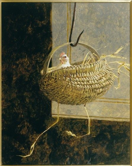 © Jamie Wyeth (born 1946), Basket Hook, c. 1981, combined mediums and drybrush on paper, 19 ½ x 24 ½ inches, collection of Mr. and Mrs. Jamie Wyeth.